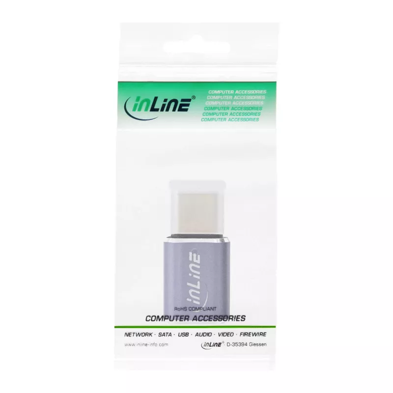 Adattatore USB4 InLine connettore maschio/femmina USB-C alluminio grigio 35900A