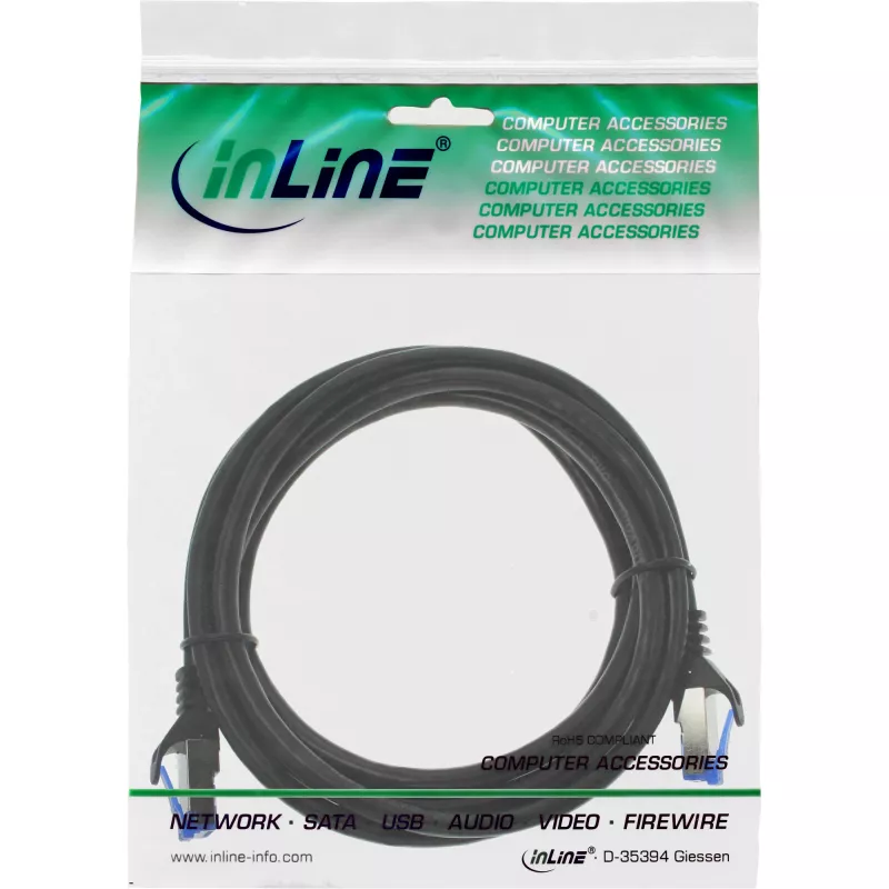 Cavo patch InLine corazzato, U/FTP, Cat.6A, nero, 1 m