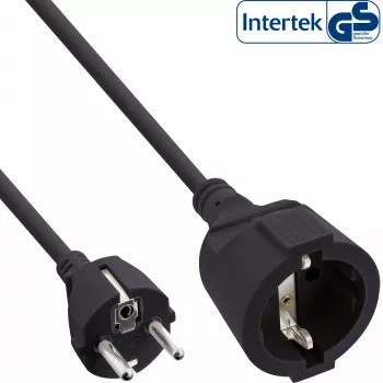 Prolunga elettrica InLine, nera, 2m, con protezione bambini