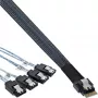 InLine cavo SAS slim, SFF-8654 a 4x SATA 7-Pin, 12 Gb/s, 0,5 m