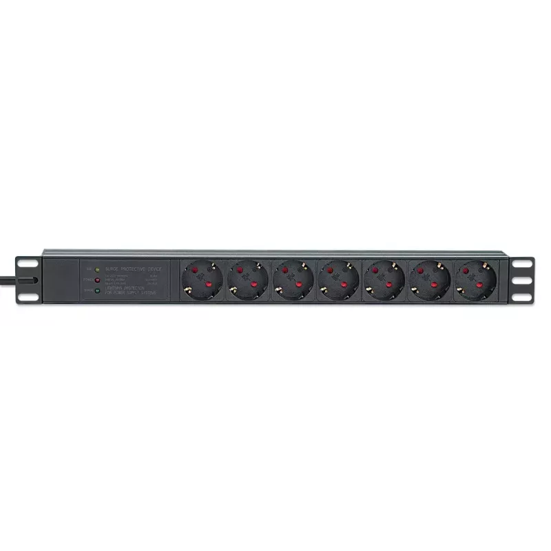 Intellinet PDU rack 19 pollici 1U 7 prese protezione da sovratensione 16 A cavo 3 m