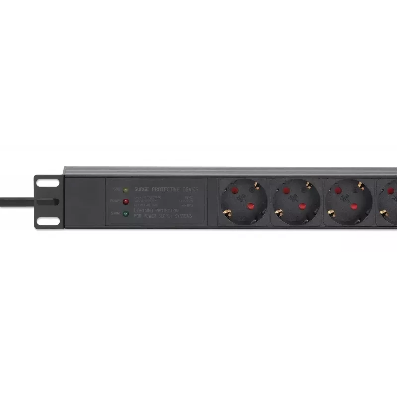 Intellinet PDU rack 19 pollici 1U 7 prese protezione da sovratensione 16 A cavo 3 m