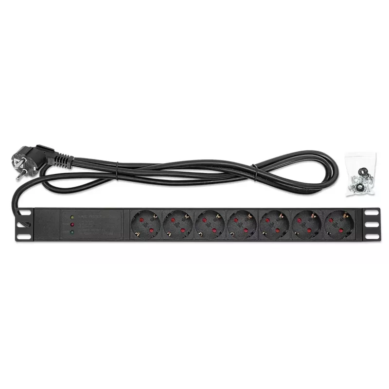 Intellinet PDU rack 19 pollici 1U 7 prese protezione da sovratensione 16 A cavo 3 m