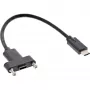 InLine cavo USB 3.2 Gen.2 Type-C connettore maschio / connettore femmina con flangia, nero, 0,20 m