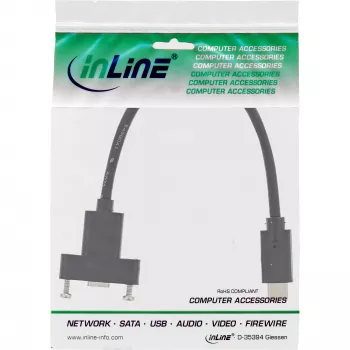 InLine cavo USB 3.2 Gen.2 Type-C connettore maschio / connettore femmina con flangia, nero, 0,20 m