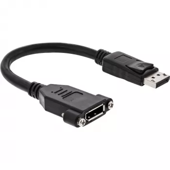 InLine cavo DisplayPort connettore maschio a connettore femmina con flangia 0,2 m, nero
