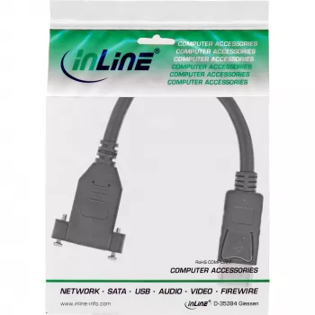 InLine cavo DisplayPort connettore maschio a connettore femmina con flangia 0,2 m, nero