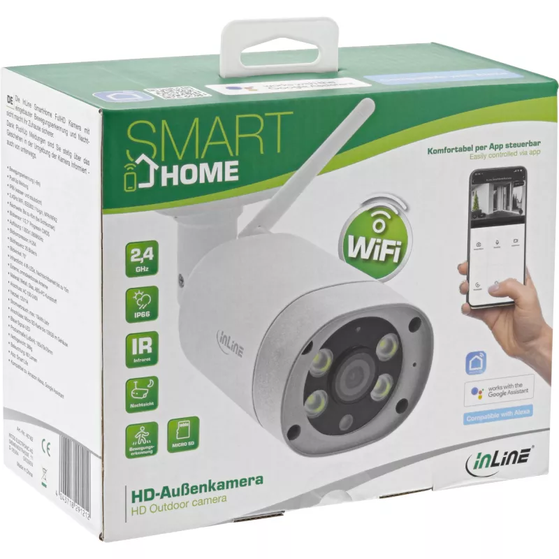 InLine SmartHome Telecamera HD per esterni con luce LED, IP66