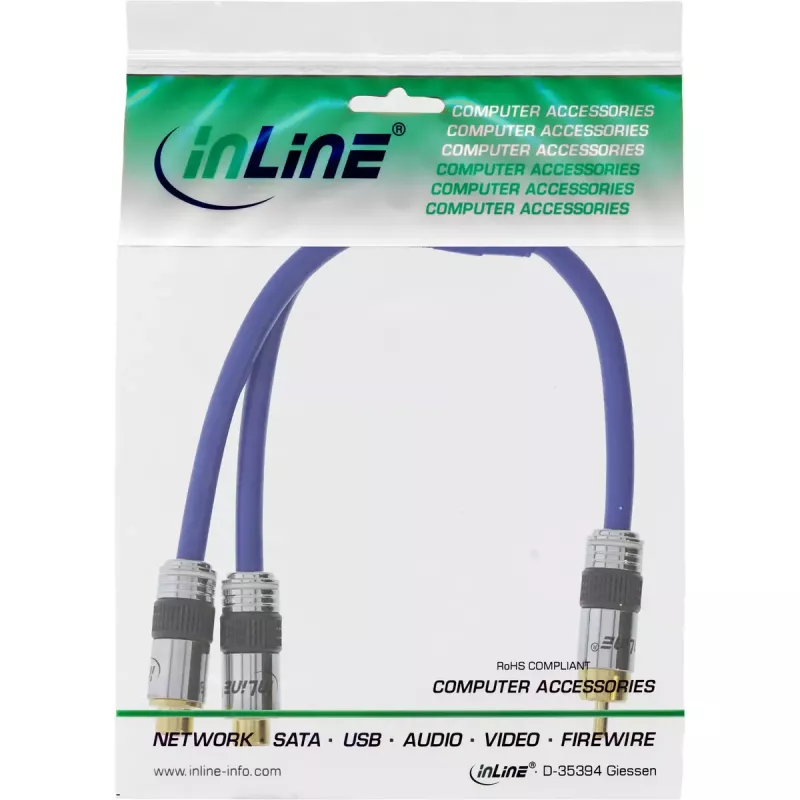 Cavo RCA Y InLine Premium 1x RCA maschio / 2x RCA femmina 0,25 m