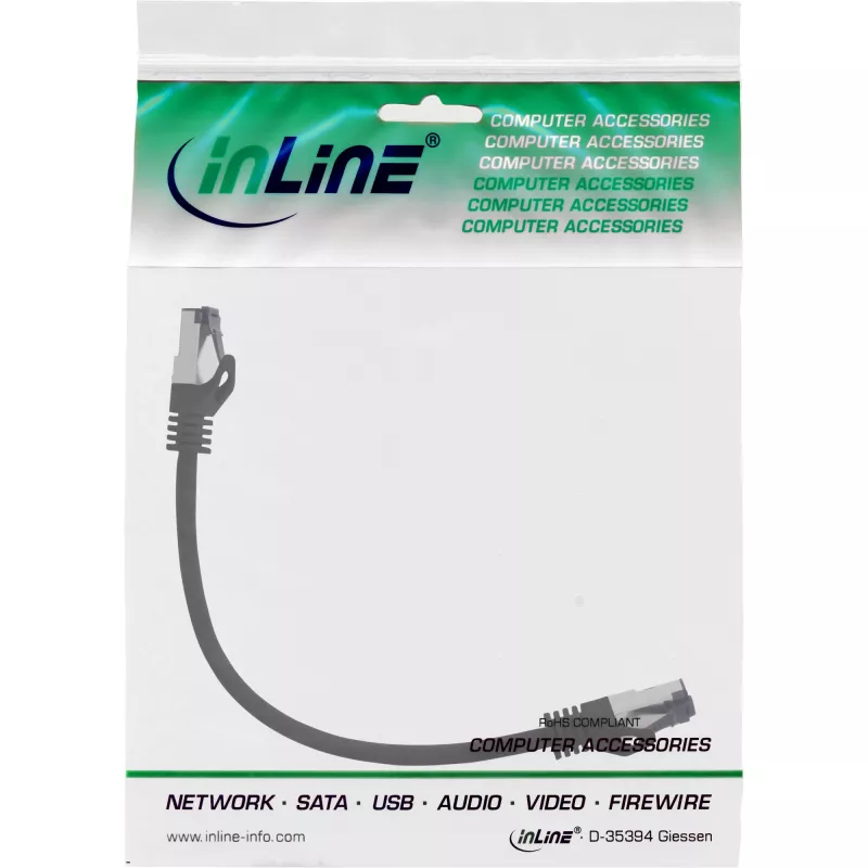 Cavo patch InLine S/FTP PiMF Cat.8.1 senza alogeni 2000 MHz nero, 0,25 m