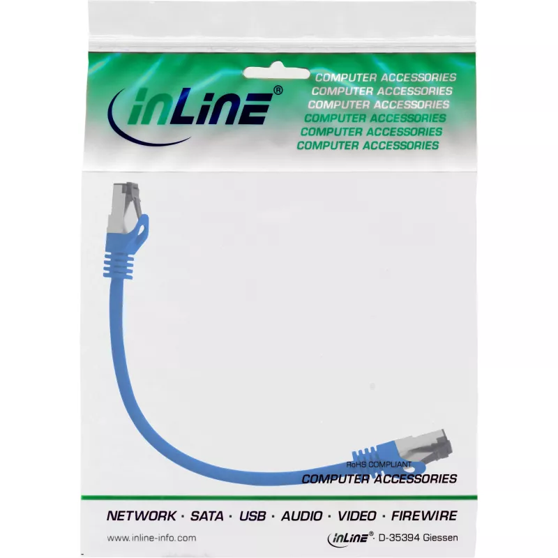 Cavo patch InLine S/FTP PiMF Cat.8.1 senza alogeni 2000MHz blu, 0,25 m