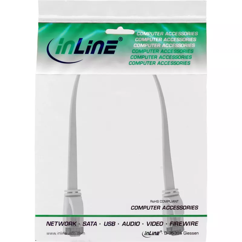 Cavo patch piatto InLine U/FTP Cat.8.1 TPE senza alogeni bianco 0,25 m