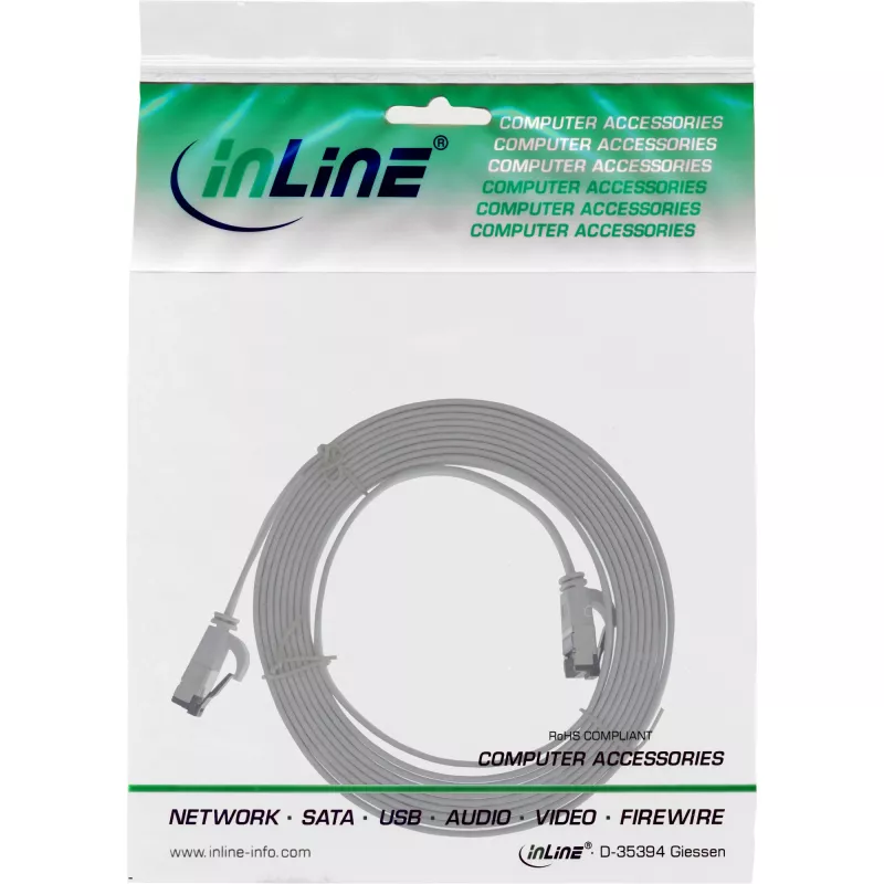 Cavo patch piatto InLine U/FTP Cat.8.1 TPE senza alogeni grigio 1,5 m