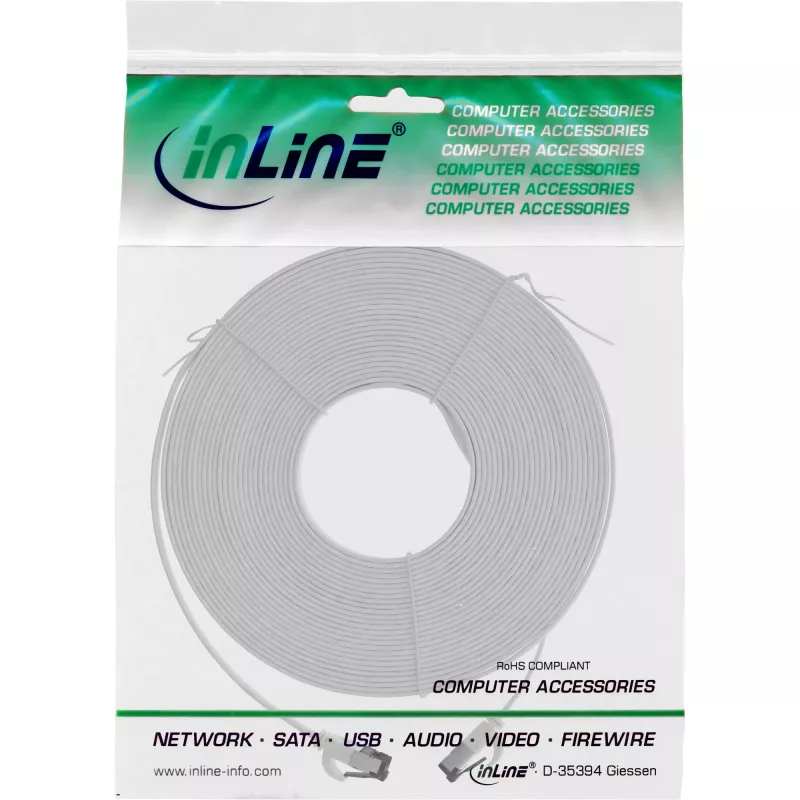 Cavo patch piatto InLine U/FTP Cat.8.1 TPE senza alogeni bianco 7,5 m