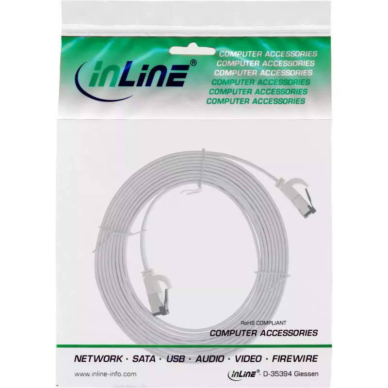 Cavo patch piatto InLine U/FTP Cat.8.1 TPE senza alogeni bianco 2 m