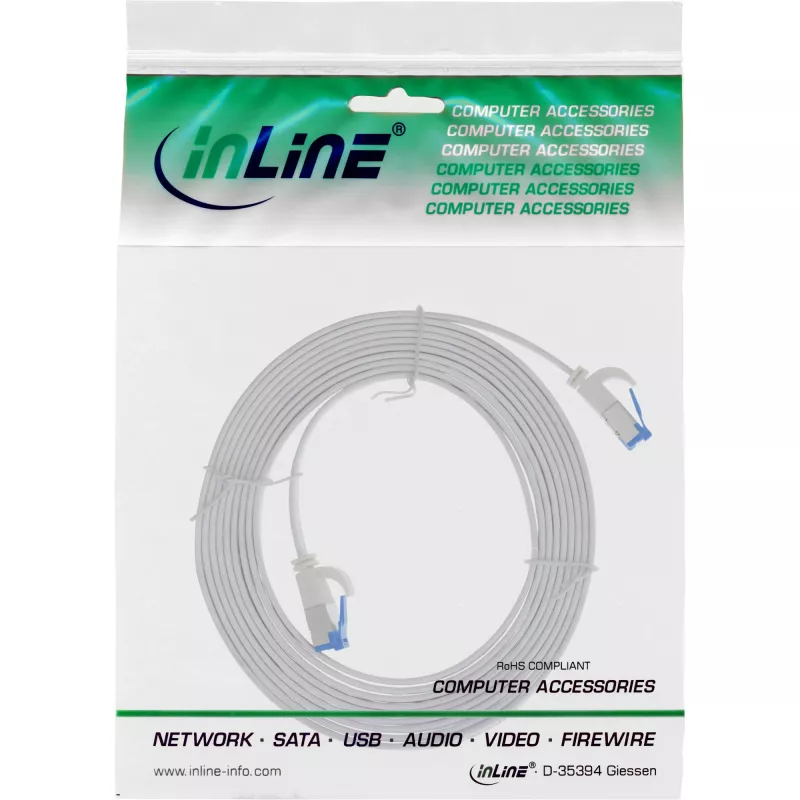 Cavo patch piatto InLine U/FTP Cat.6A TPE senza alogeni bianco 0,5 m
