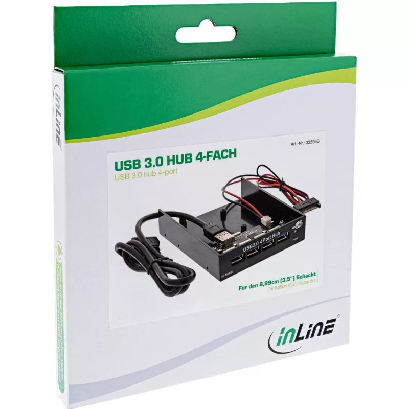 Hub pannello InLine 4 porte USB 3.0 per vano unità floppy da 3,5
