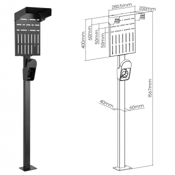 Supporto universale InLine per wallbox con porta cavo di ricarica EV nero