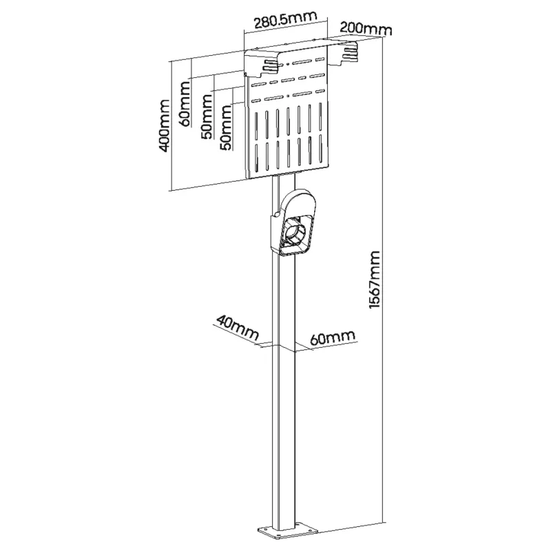 Supporto universale InLine per wallbox con porta cavo di ricarica EV nero