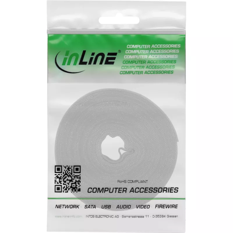 Fascetta fermacavi in velcro InLine 10 m × 16 mm bianco – fascetta fermacavi in velcro riutilizzabile