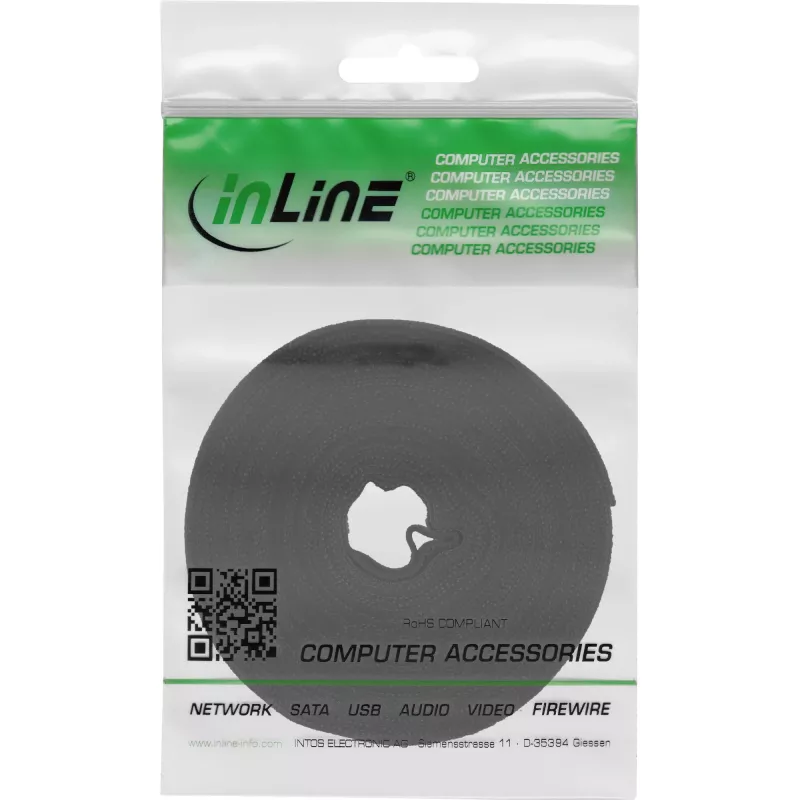 Fascetta fermacavi InLine con nastro in velcro 16 mm nero 10 m