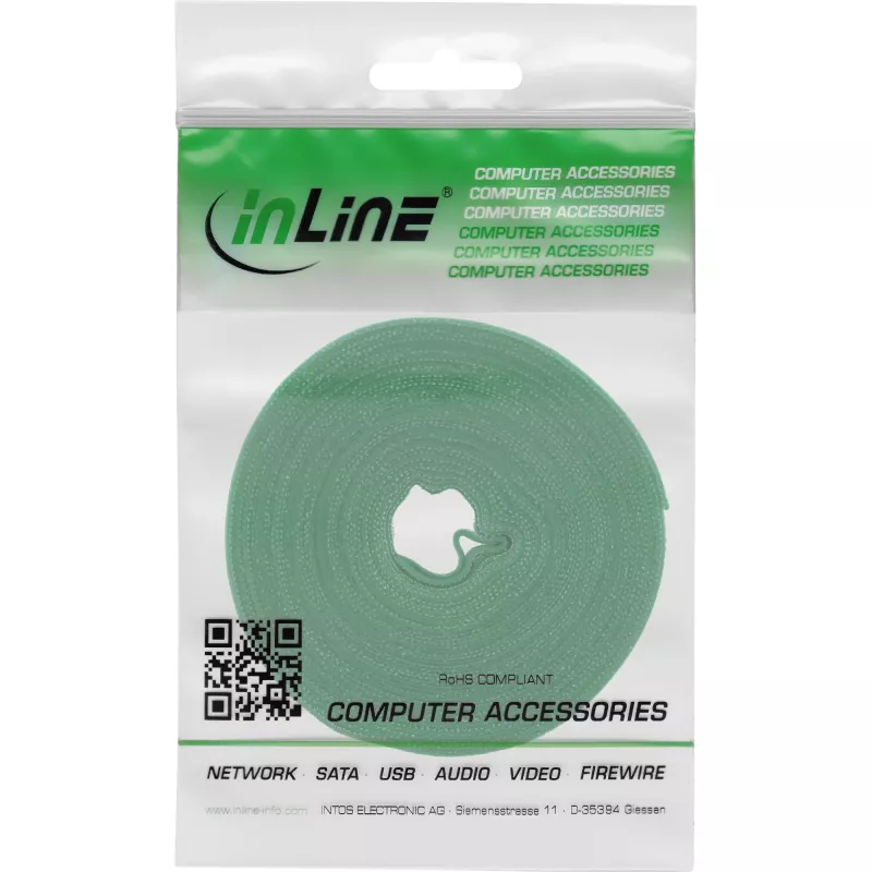 Fascette con chiusura a velcro InLine Band 16 mm, 10 m, verde
