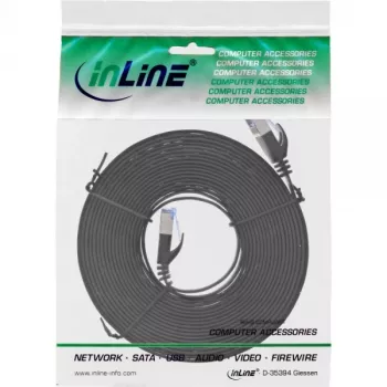 Cavo patch piatto InLine, U/FTP, Cat.6A, nero, 5 m