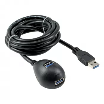 InLine Cavo USB 3.2 Gen.1 connettore maschio USB Type-A / A connettore femmina + alimentazione, con supporto, nero, 1 m