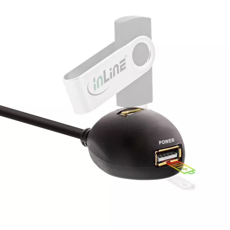 InLine Cavo USB 3.2 Gen.1 connettore maschio USB Type-A / A connettore femmina + alimentazione, con supporto, nero, 1 m