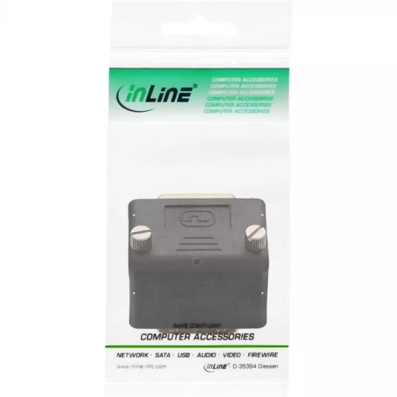 Adattatore DVI-I InLine 90° angolare digitale + analogico 24+5 connettore maschio/femmina nero