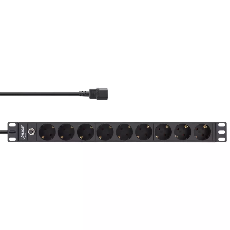Ciabatta rack 19 pollici InLine, 9 prese CEE7/7, connettore C14, protezione da sovraccarico