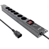 Ciabatta rack 19 pollici InLine, 6 prese CEE7/7, C14 protezione da sovraccarico, interruttore, 2m