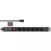 Ciabatta rack 19 pollici InLine, 6 prese CEE7/7, C14 protezione da sovraccarico, interruttore, 2m