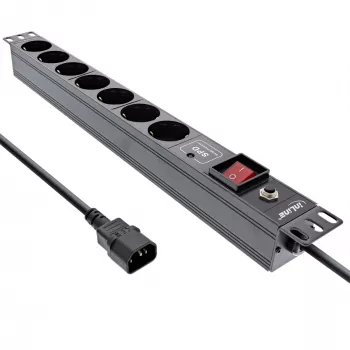 Ciabatta rack 19 pollici InLine, 7 prese, protezione da sovratensione e sovraccarico, interruttore
