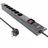 Ciabatta rack 19 pollici InLine, 6 prese, protezione da sovratensione e sovraccarico, interruttore