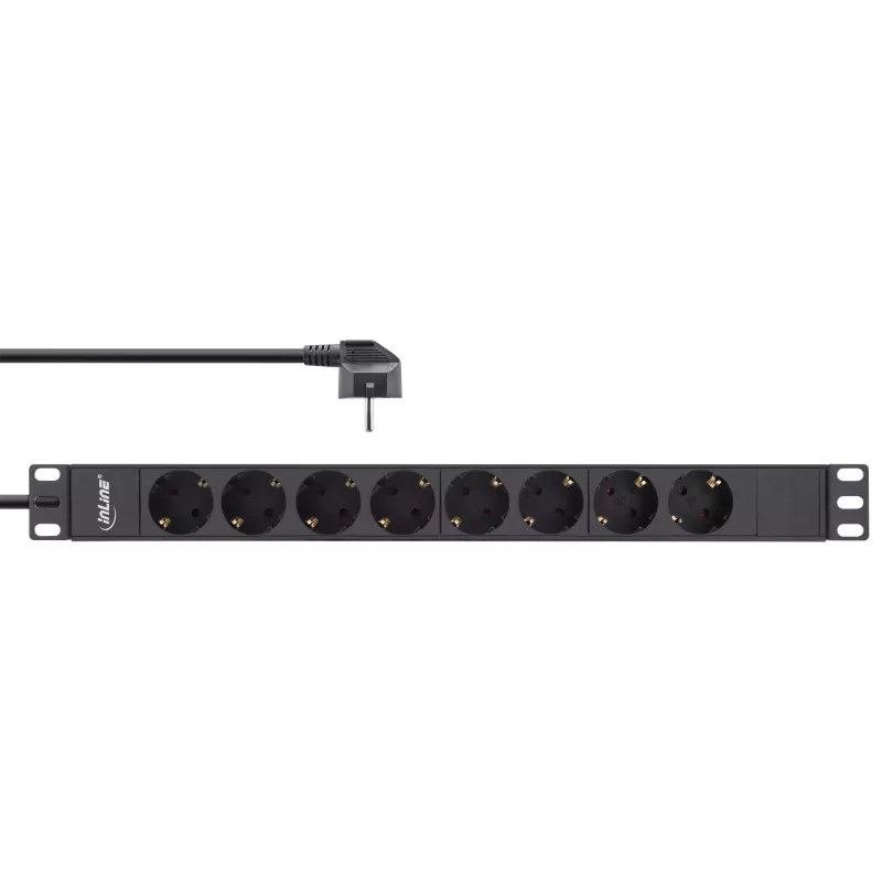 Ciabatta rack 19 pollici InLine, 8 prese Schuko, senza interruttore, 2m, nero