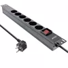 Ciabatta rack 19 pollici InLine, 6 prese Schuko, con interruttore, 2m, nero