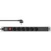 Ciabatta rack 19 pollici InLine, 6 prese Schuko, con interruttore, 2m, nero