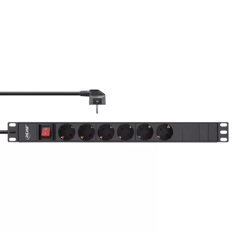 Ciabatta rack 19 pollici InLine, 6 prese Schuko, con interruttore, 2m, nero