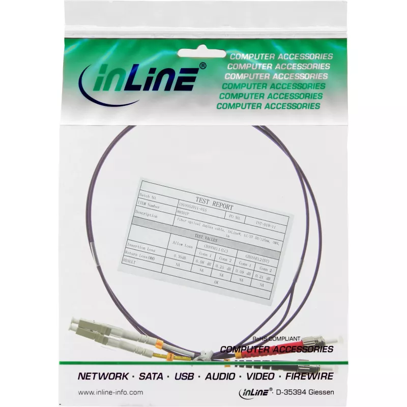 Cavo duplex in fibra ottica InLine 88502P 2m LC/ST 50/125µm OM4