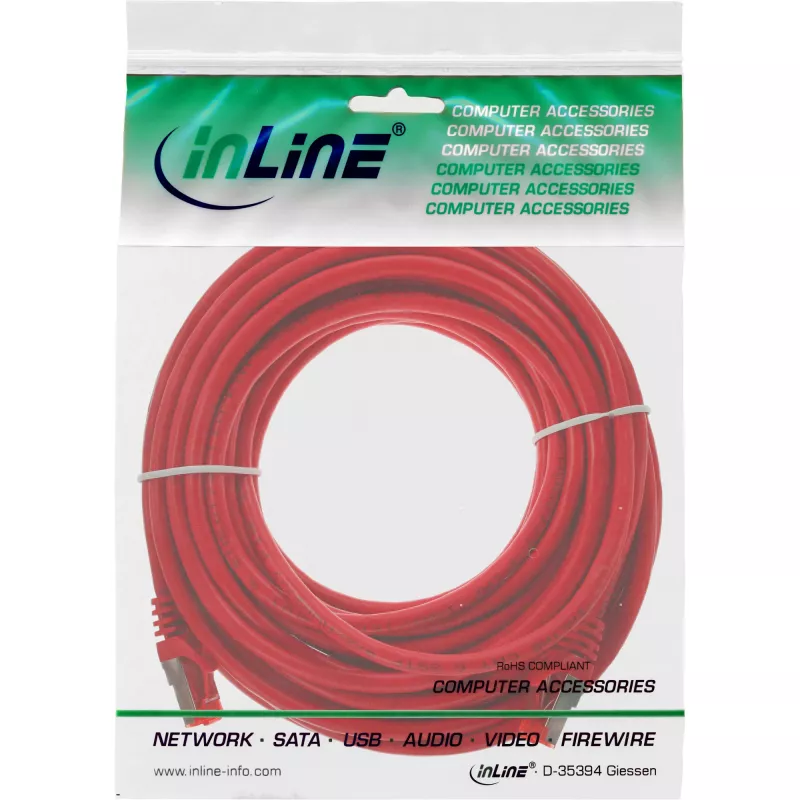 Cavo patch InLine S/FTP PiMF Cat.6 250MHz PVC rame rosso 10m