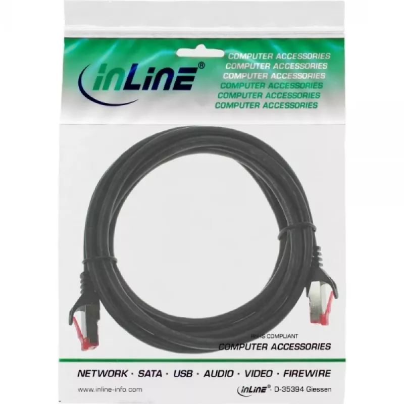 Cavo patch InLine S/FTP PiMF Cat.6 250MHz PVC rame nero 0,3m