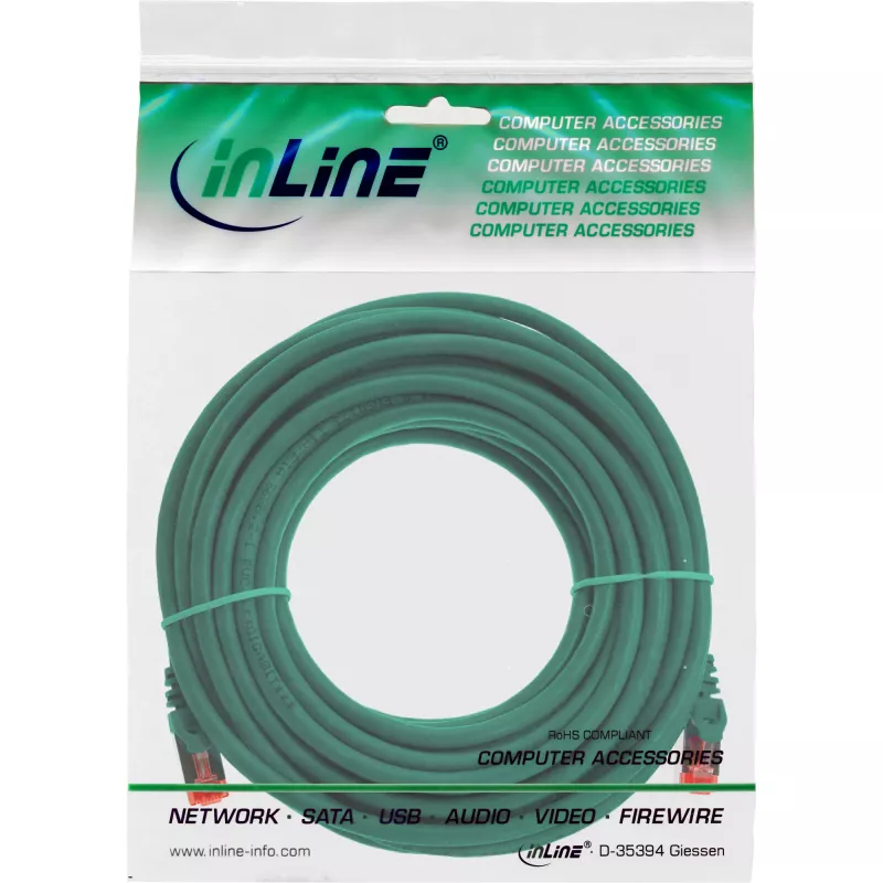 Cavo patch InLine S/FTP PiMF Cat.6 250 MHz PVC rame verde 30 m