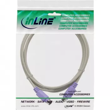 Cavo PS/2 InLine connettore/connettore grigio con connettore viola 2m