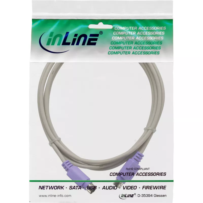 Cavo PS/2 InLine connettore/connettore grigio con connettore viola 2m