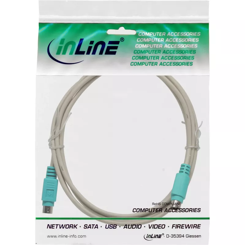 Cavo PS/2 InLine connettore/connettore grigio con connettore verde 2 m