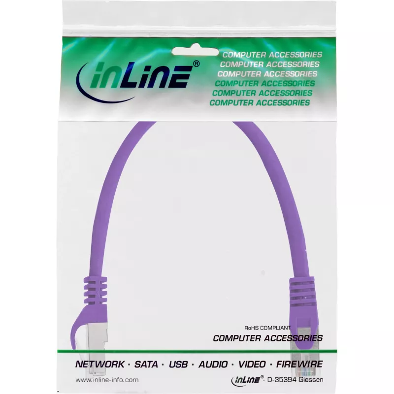 Cavo patch InLine SF/UTP Cat.5e lilla 0,3m