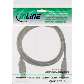 Cavo USB 2.0 Type-A connettore maschio / connettore maschio B beige 0,5m InLine 34505H