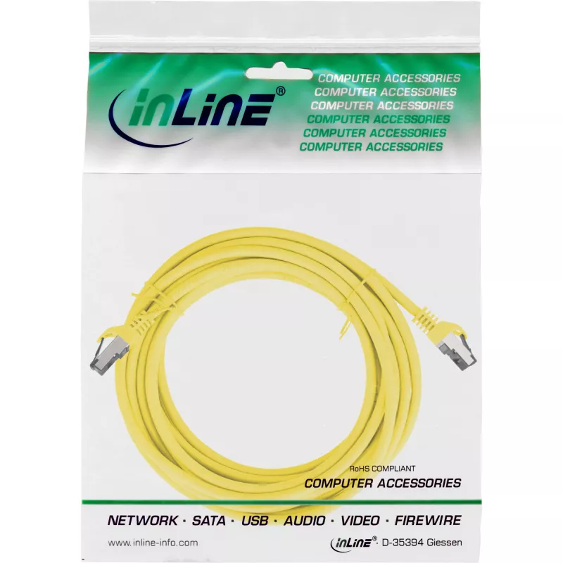 Cavo patch InLine, S/FTP (PiMf), Cat.8.1, 2000MHz, senza alogeni, giallo, 15m