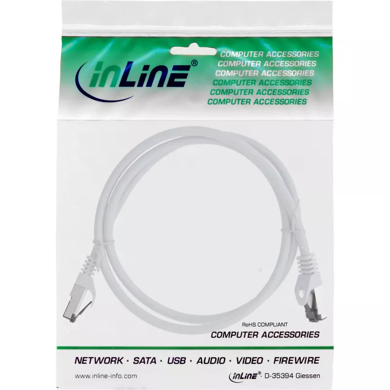 Cavo patch InLine, S/FTP (PiMf), Cat.8.1, 2000 MHz, senza alogeni, bianco, 1,5 m